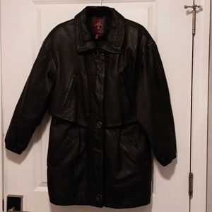 G lll Leather Coat Moto Black Small